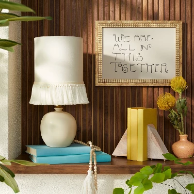 Small Table Lamp With Fringe Shade Off-White (Includes LED Light Bulb) - Opalhouse™ Designed With Jungalow™ 4 Small Table Lamp With Fringe Shade Off-White (Includes LED Light Bulb) - Opalhouse™ Designed With Jungalow™ - Image 2