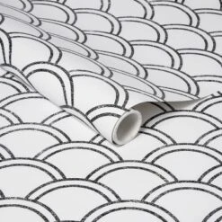 Scallops Peel & Stick Wallpaper Black/White - Opalhouse™: Removable Vinyl, Self-Adhesive, Washable, 27.5 Sq Ft Coverage -Opalhouse GUEST 36bdc80c 2454 4554 ba71 972df09ef6d3