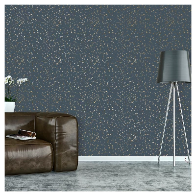 Celestial Peel & Stick Wallpaper Navy/Gold - Opalhouse™: Removable Vinyl, Self-Adhesive, Stain-Resistant, 27.5 Sq Ft Coverage 4 Celestial Peel & Stick Wallpaper Navy/Gold - Opalhouse™: Removable Vinyl, Self-Adhesive, Stain-Resistant, 27.5 Sq Ft Coverage - Image 2