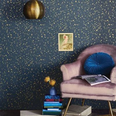 Celestial Peel & Stick Wallpaper Navy/Gold - Opalhouse™: Removable Vinyl, Self-Adhesive, Stain-Resistant, 27.5 Sq Ft Coverage 3 Celestial Peel & Stick Wallpaper Navy/Gold - Opalhouse™: Removable Vinyl, Self-Adhesive, Stain-Resistant, 27.5 Sq Ft Coverage