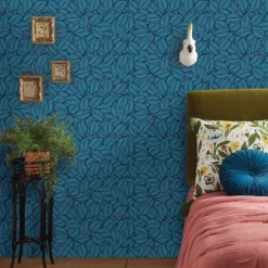 Layered Leaves Peel & Stick Wallpaper Blue - Opalhouse™: Removable, Self-Adhesive, Bohemian Botanical Decor -Opalhouse GUEST 9fed2ca1 f250 427c a421 af2014a7c945