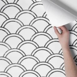 Scallops Peel & Stick Wallpaper Black/White - Opalhouse™: Removable Vinyl, Self-Adhesive, Washable, 27.5 Sq Ft Coverage -Opalhouse GUEST b519ab13 7e47 4143 bd7b 337350ec0828