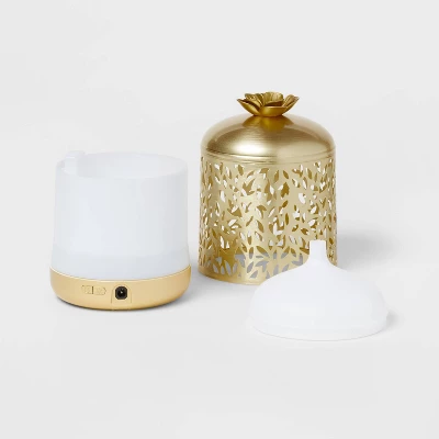 200ml Metal Flower Cutout Color-Changing Oil Diffuser Gold - Opalhouse™ 4 200ml Metal Flower Cutout Color-Changing Oil Diffuser Gold - Opalhouse™ - Image 2