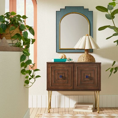 24" X 30" Wood And Brass Wall Mirror Blue - Opalhouse™ Designed With Jungalow™ 3 24" X 30" Wood And Brass Wall Mirror Blue - Opalhouse™ Designed With Jungalow™